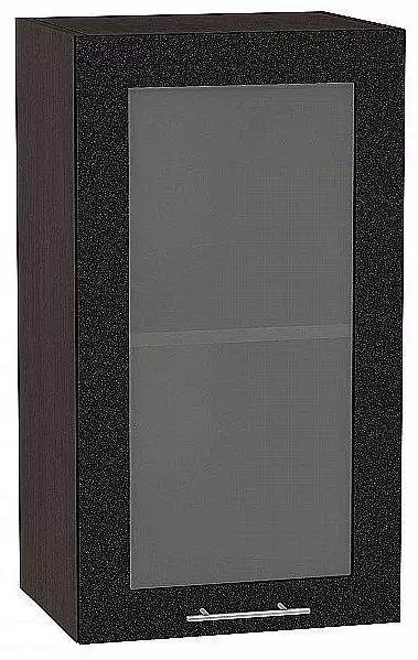 Шкаф верхний с 1-ой остекленной дверцей Валерия-М 720х400 Черный металлик/Венге