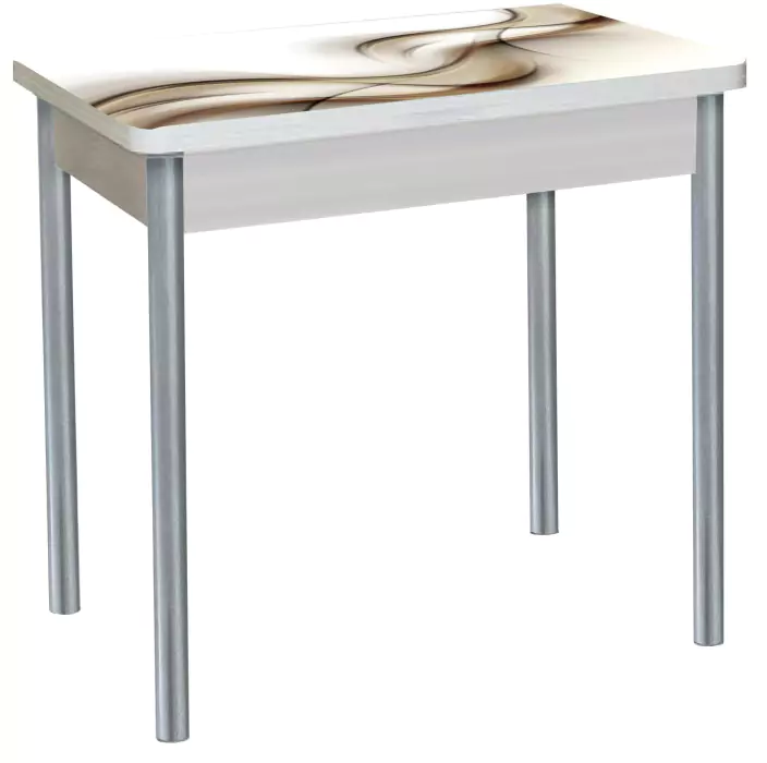 Стол обеденный поворотно-раскладной с фотопечатью Бронкс Текстура 32/Серебристый металлик