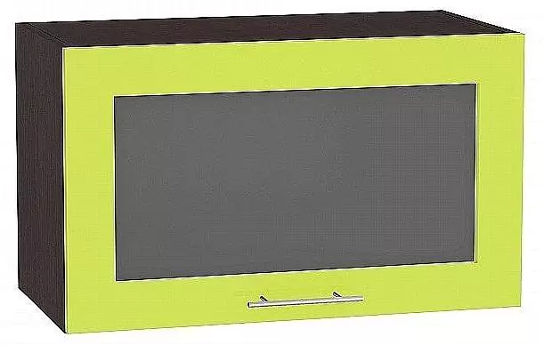 Шкаф верхний горизонтальный остекленный Валерия-М 600 Лайм глянец/Венге