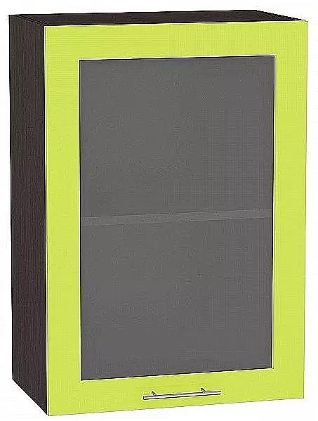 Шкаф верхний с 1-ой остекленной дверцей Валерия-М 720х500 Лайм глянец/Венге