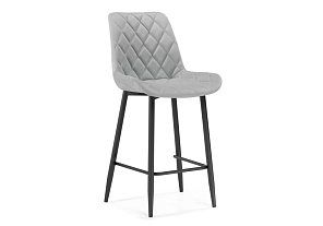 Барный стул Баодин велюр светло-серый / черный 