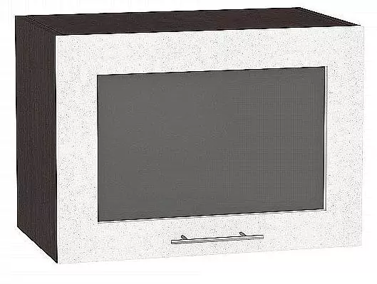 Шкаф верхний горизонтальный остекленный Валерия-М 500 Белый металлик/Венге