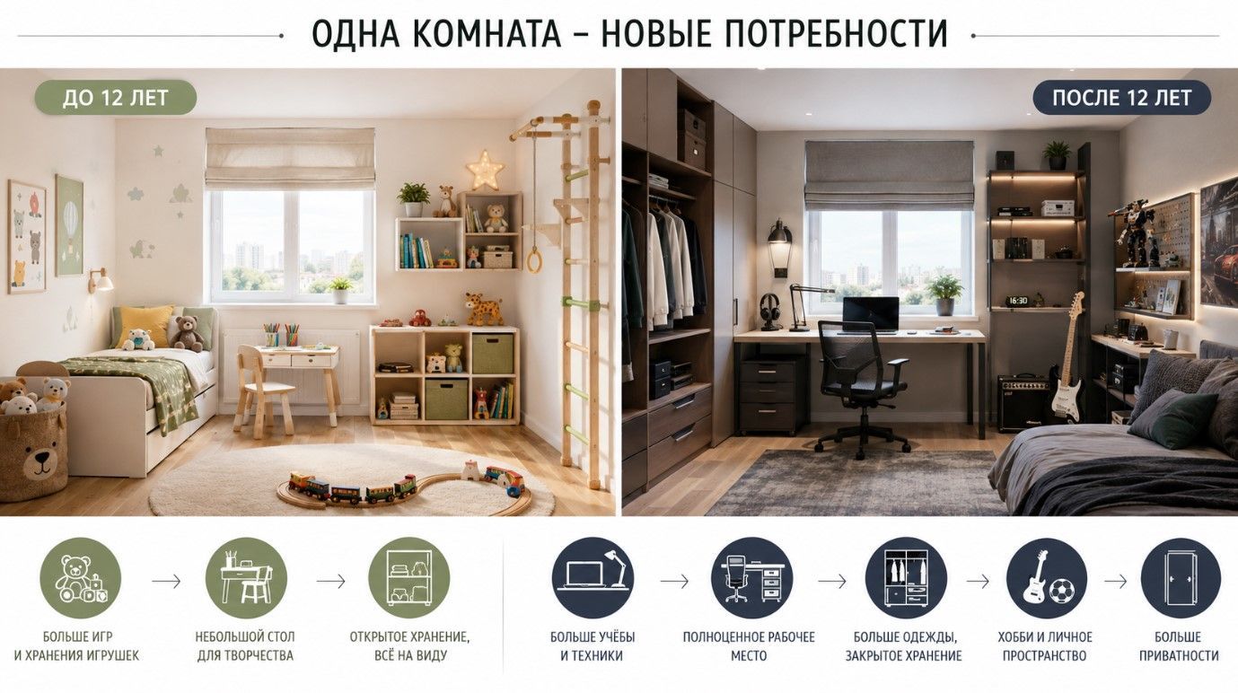 Подростковая комната: что меняется, когда ребёнку исполняется 12
