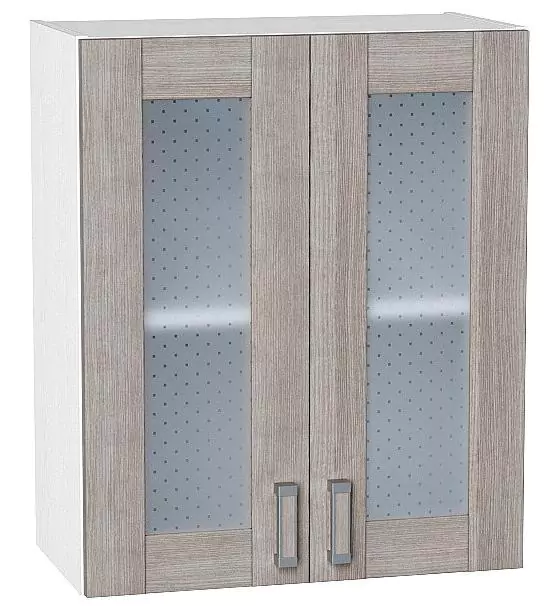 Шкаф верхний с 2-мя остекленными дверцами Лофт 720х600 Cappuccino Veralinga/Белый