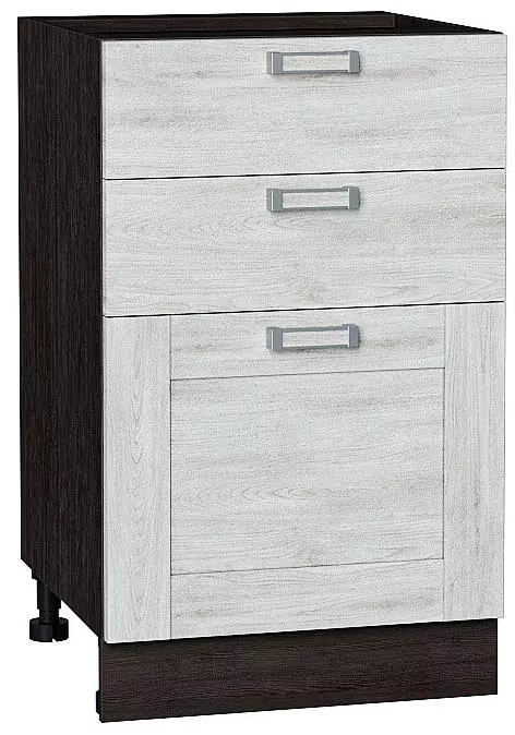 Шкаф нижний с 3-мя ящиками Лофт 500 Nordic Oak/Венге
