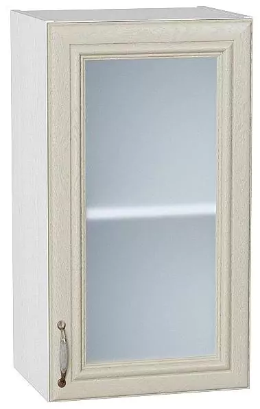 Шкаф верхний с 1-ой остекленной дверцей Шале 720х400 Ivory/Белый
