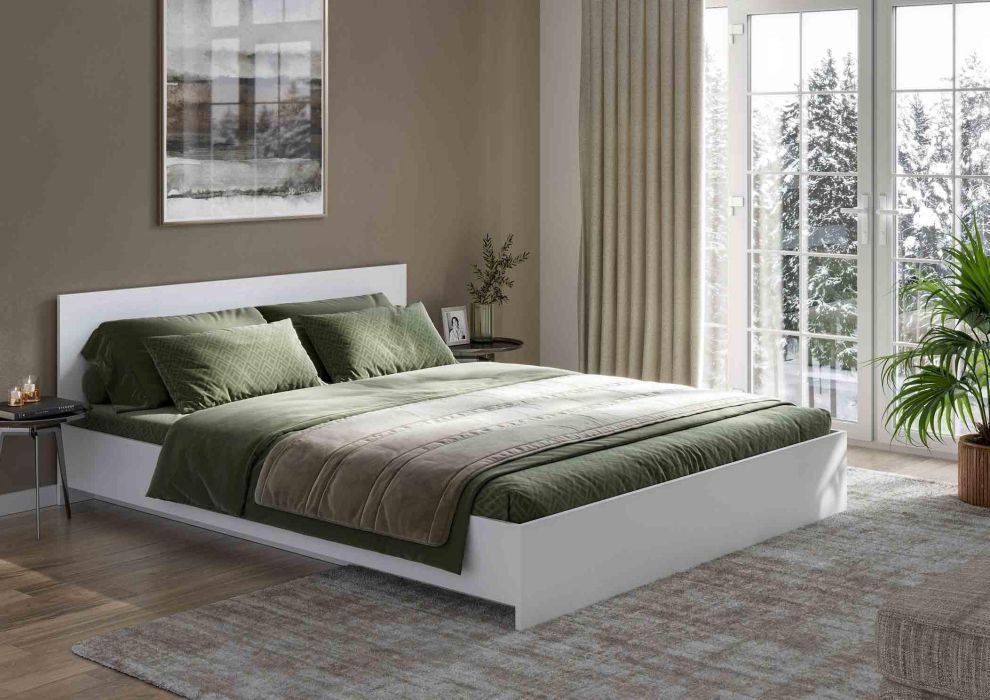 Двуспальная кровать Ронда (Бассо) КР-160 с матрасом Divano Plain Независимые пружины (НПБ) дизайн 2