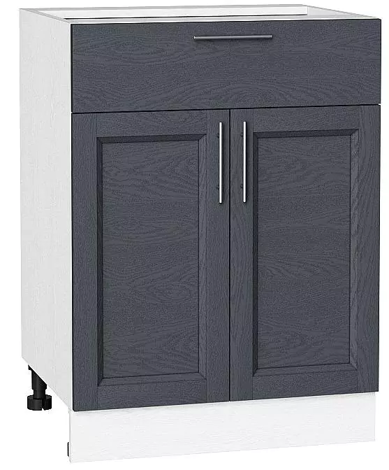 Шкаф нижний с 2-мя дверцами и ящиком Сканди Graphite Softwood/Белый