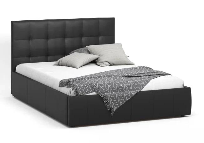 Кровать двуспальная Афина 2 160 с ПМ экокожа черная