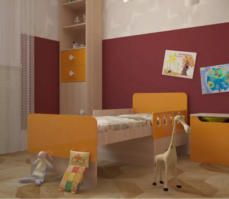 Детская кровать Вырастайка раздвижная (Жили-были) оранжевая с Матрасом