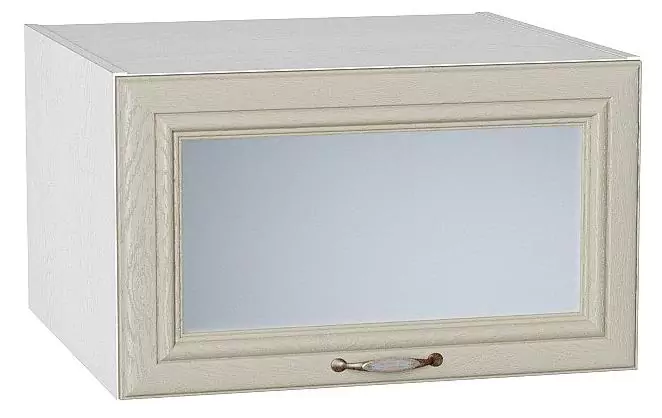 Шкаф верхний горизонтальный остекленный с увеличенной глубиной Шале 600 Ivory/Белый