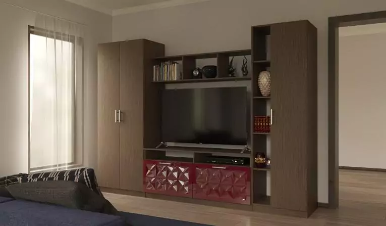 Стенка в гостиную 3D глянец 17, Коричневый