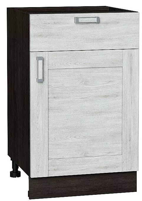 Шкаф нижний с 1-ой дверцей и ящиком Лофт 500 Nordic Oak/Венге