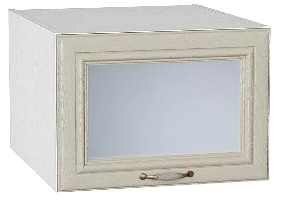 Шкаф верхний горизонтальный остекленный с увеличенной глубиной Шале 500 Ivory/Белый