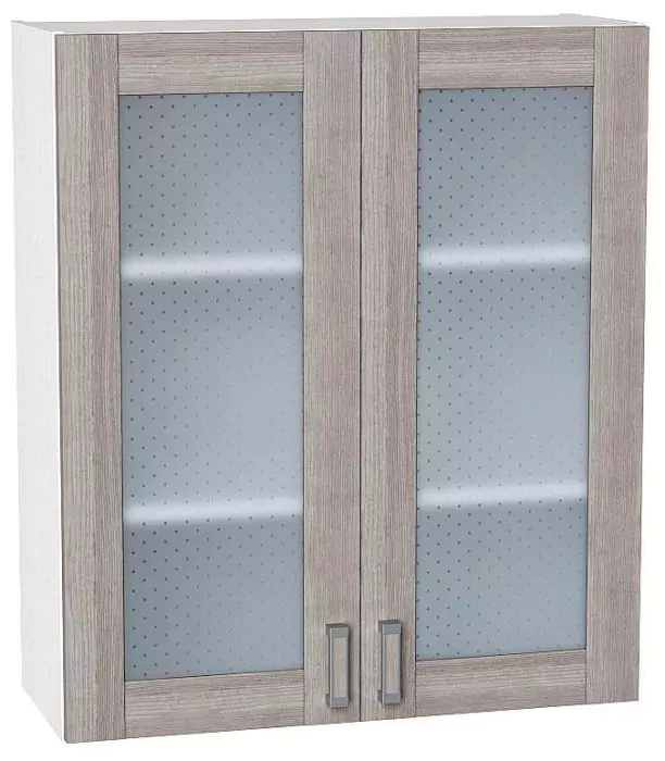 Шкаф верхний с 2-мя остекленными дверцами Лофт 920х800 Cappuccino Veralinga/Белый