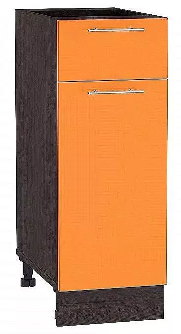 Шкаф нижний с 1-ой дверцей и ящиком Валерия-М 300 Оранжевый глянец/Венге