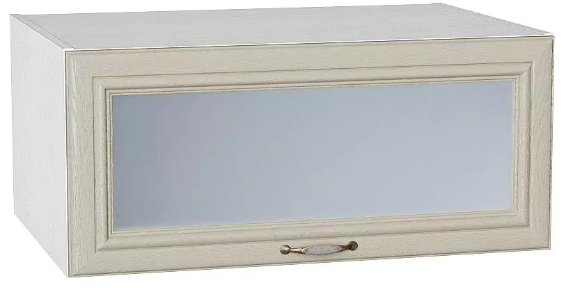 Шкаф верхний горизонтальный остекленный с увеличенной глубиной Шале 800 Ivory/Белый