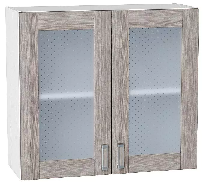 Шкаф верхний с 2-мя остекленными дверцами Лофт 720х800 Cappuccino Veralinga/Белый