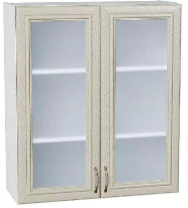 Шкаф верхний с 2-мя остекленными дверцами Шале 920х800 Ivory/Белый
