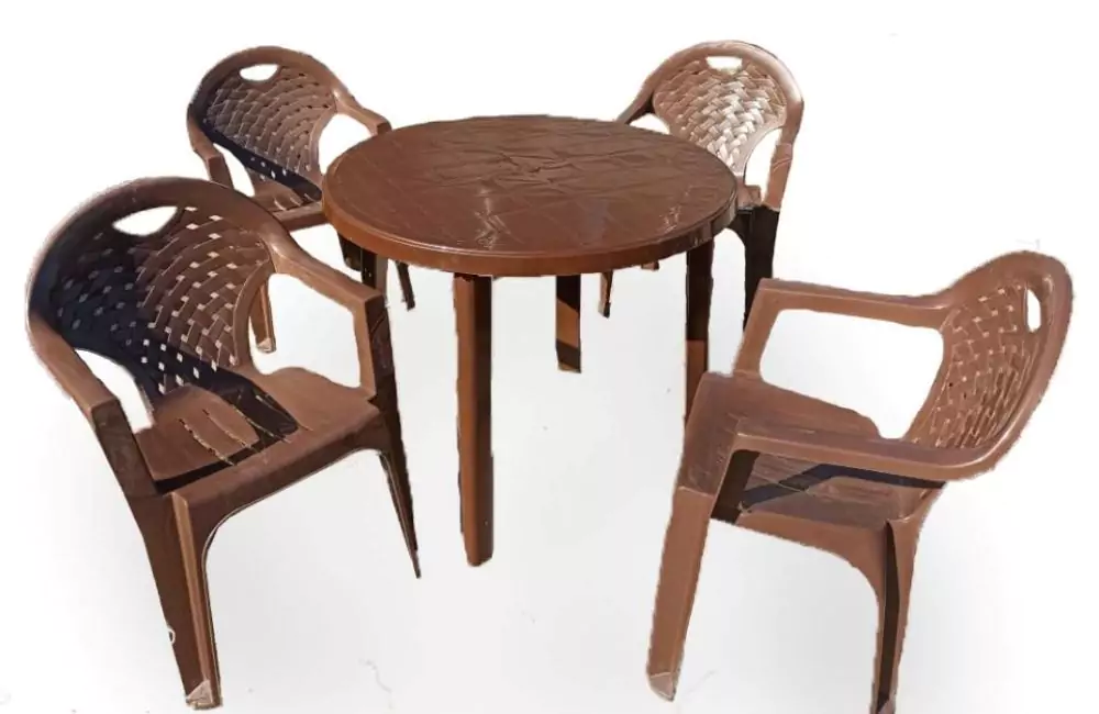 Комплект пластиковой мебели (стол круглый Д900 «Ривьера» + 4 кресла «Флинт») дизайн 4