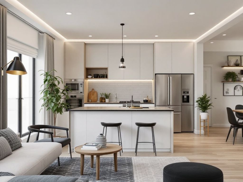 Дизайн кухни-гостиной 30 м²