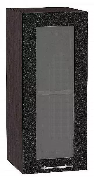 Шкаф верхний с 1-ой остекленной дверцей Валерия-М 920х300 Черный металлик/Венге