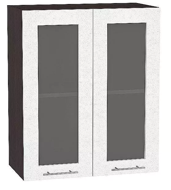 Шкаф верхний с 2-мя дверцами остекленными Валерия-М 920х600 Белый металлик/Венге