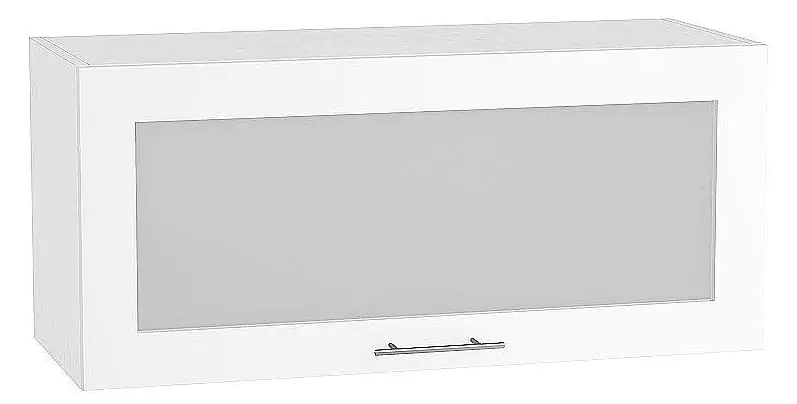 Шкаф верхний горизонтальный остекленный глубокий Валерия-М 800 Белый глянец/Белый