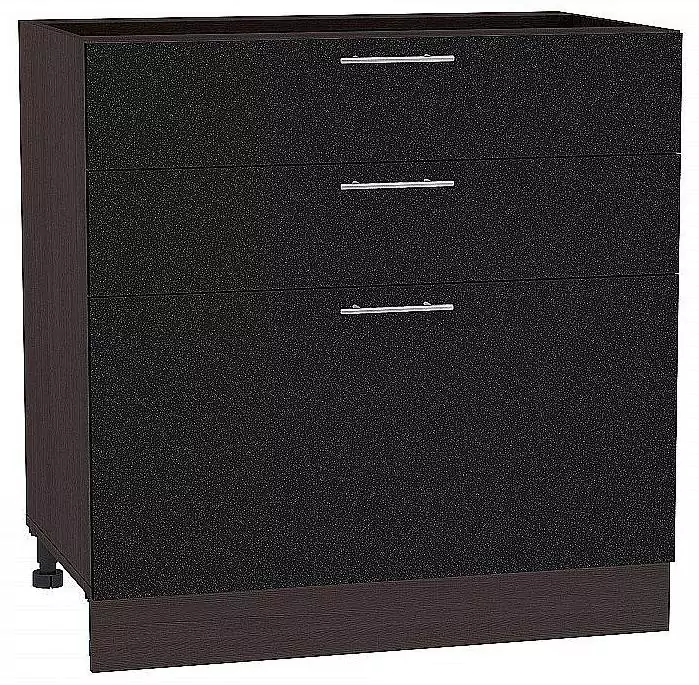 Шкаф нижний с 3-мя ящиками Валерия-М 800 Черный металлик/Венге