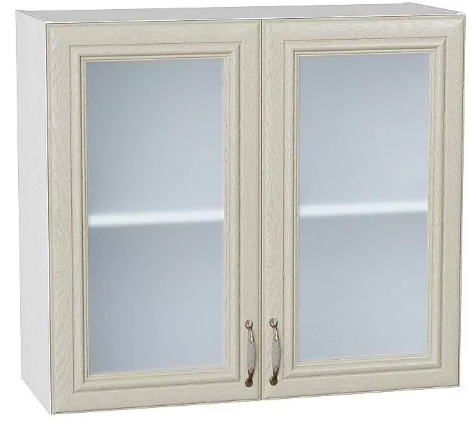 Шкаф верхний с 2-мя остекленными дверцами Шале 720х800 Ivory/Белый