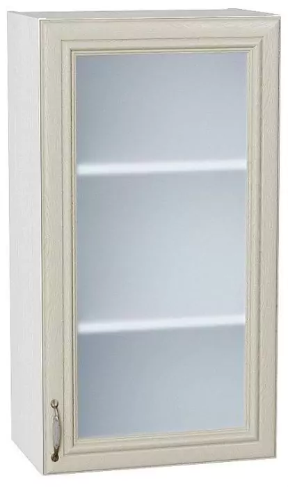 Шкаф верхний с 1-ой остекленной дверцей Шале 920х500 Ivory/Белый