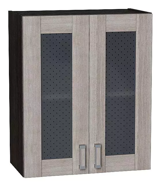 Шкаф верхний с 2-мя остекленными дверцами Лофт 720х600 Cappuccino Veralinga/Венге