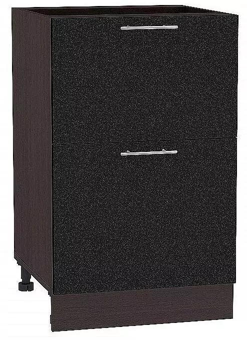 Шкаф нижний с 2-мя ящиками Валерия-М 500 Черный металлик/Венге