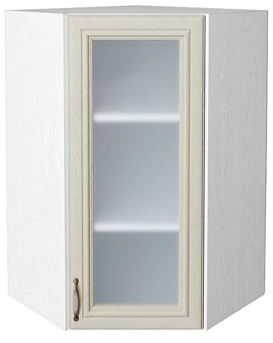 Шкаф верхний угловой остекленный Шале 920 Ivory/Белый