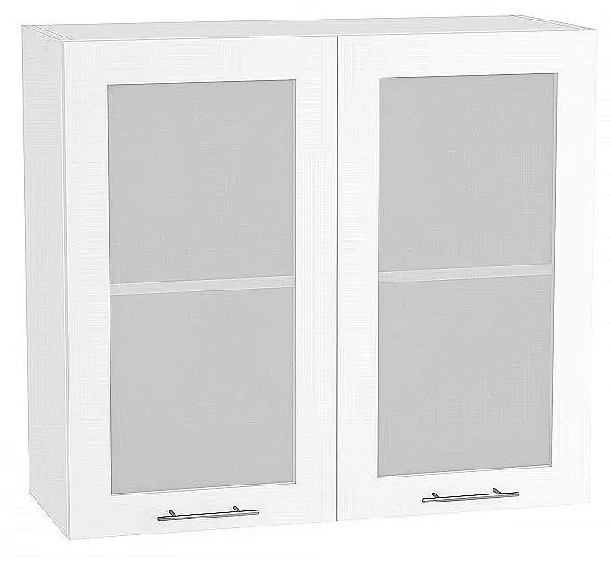 Шкаф верхний с 2-мя дверцами остекленными Валерия-М 720х800 Белый глянец/Белый
