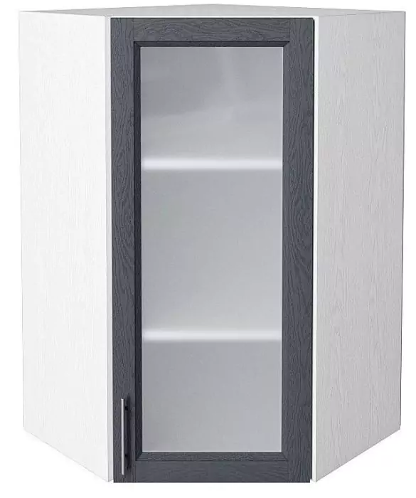 Шкаф верхний угловой остекленный Сканди 920 Graphite Softwood/Белый