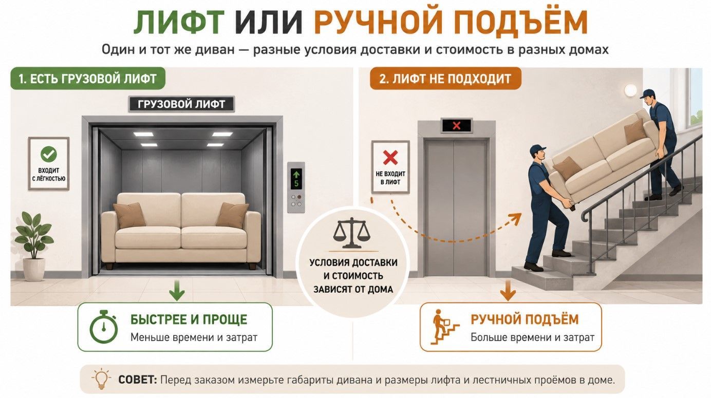 Доставка мебели в Москве: реальные сроки, подъём на этаж и что влияет на цену