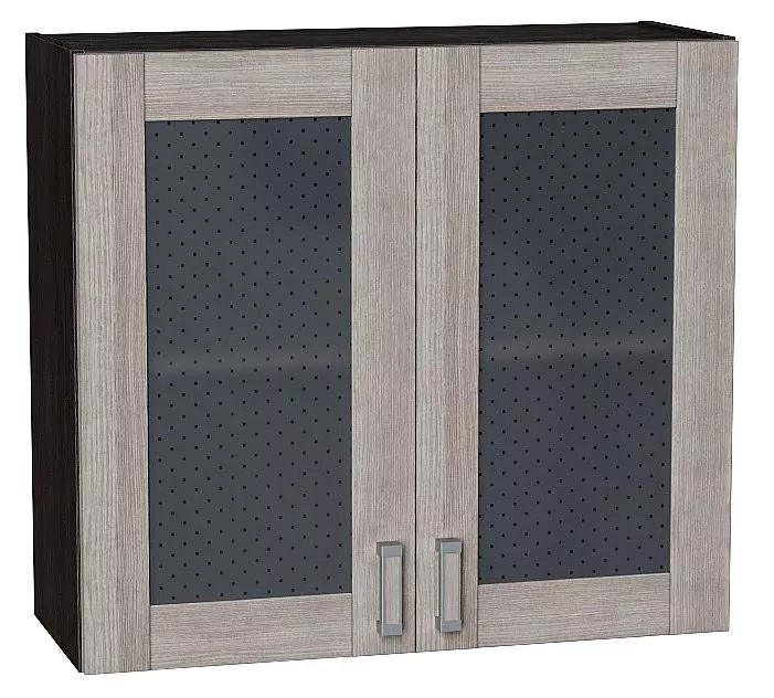 Шкаф верхний с 2-мя остекленными дверцами Лофт 720х800 Cappuccino Veralinga/Венге