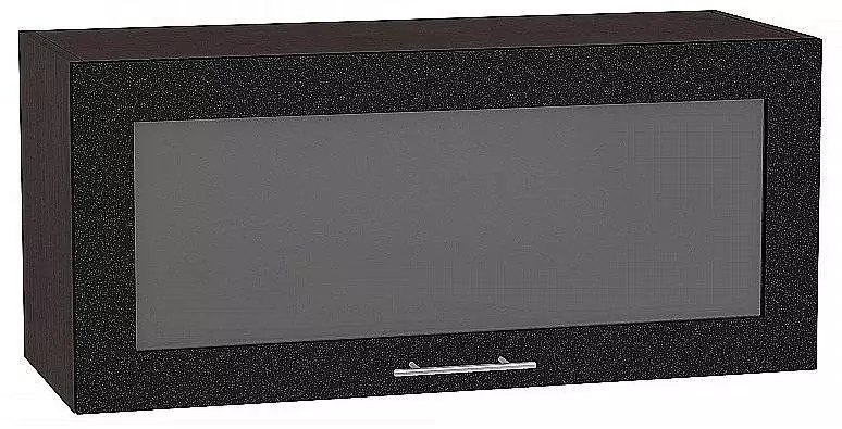 Шкаф верхний горизонтальный остекленный Валерия-М 800 Черный металлик/Венге