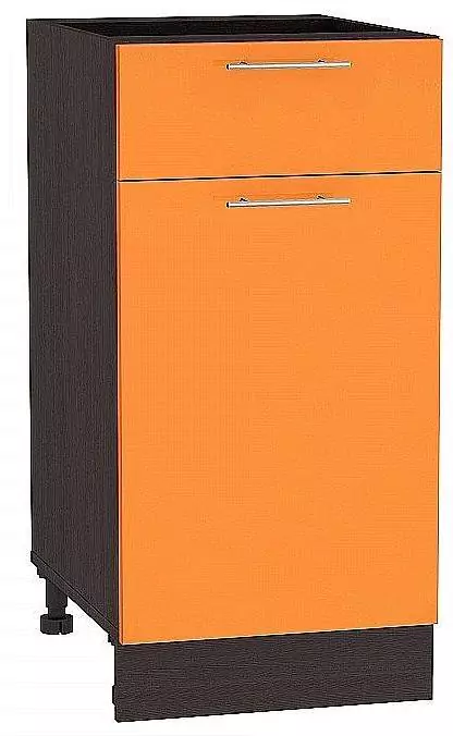 Шкаф нижний с 1-ой дверцей и ящиком Валерия-М 400 Оранжевый глянец/Венге