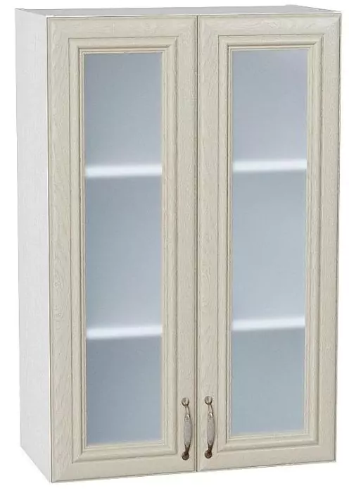 Шкаф верхний с 2-мя остекленными дверцами Шале 920х600 Ivory/Белый