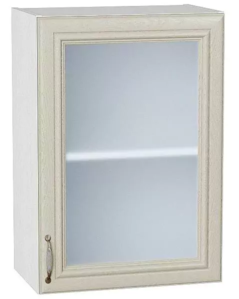 Шкаф верхний с 1-ой остекленной дверцей Шале 720х500 Ivory/Белый