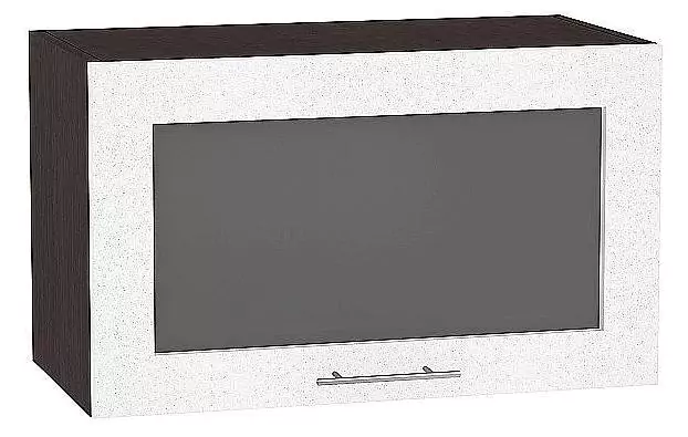 Шкаф верхний горизонтальный остекленный глубокий Валерия-М 600 Белый металлик/Венге