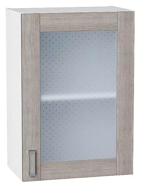 Шкаф верхний с 1-ой остекленной дверцей Лофт 720х500 Cappuccino Veralinga/Белый