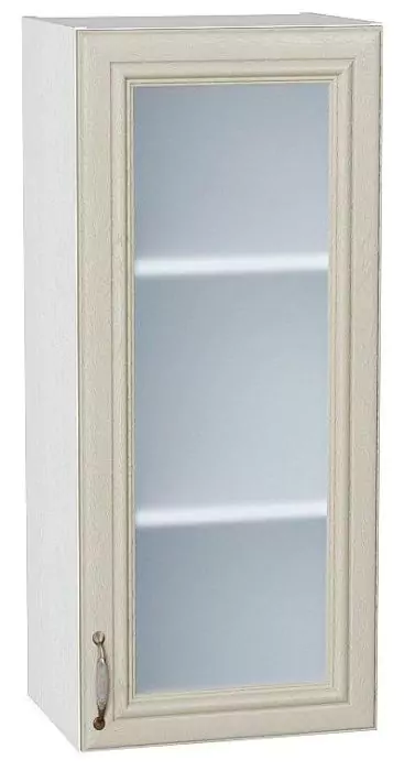 Шкаф верхний с 1-ой остекленной дверцей Шале 920х400 Ivory/Белый