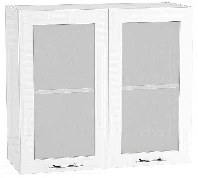 Шкаф верхний с 2-мя дверцами остекленными Валерия-М 920х800 Белый глянец/Белый