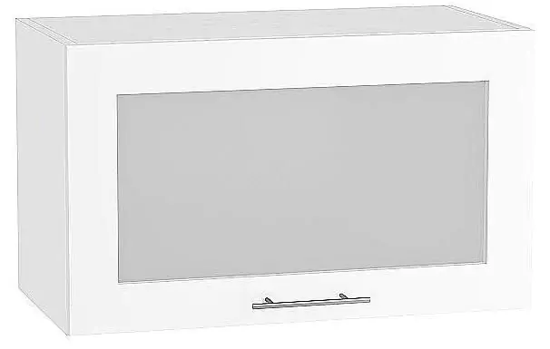Шкаф верхний горизонтальный остекленный глубокий Валерия-М 600 Белый глянец/Белый