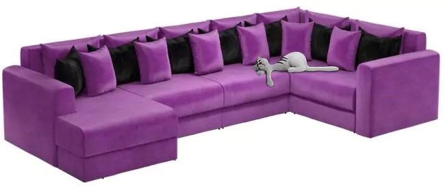 П-образный диван Мэдискона - Вельвет фиолетовый черный