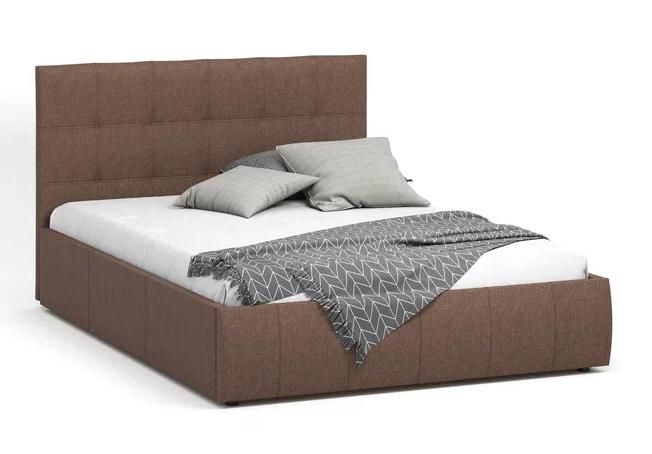 Кровать двуспальная Афина 2 160 с ПМ рогожка коричневая