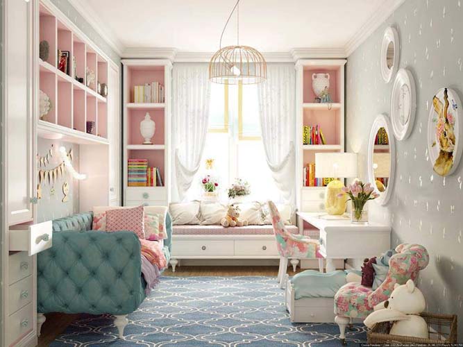 Красивый дизайн комнаты для девочки подростка (74 фото)